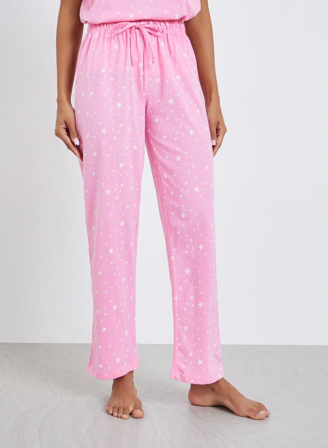 Styli Star Print Round Neck T-Shirt and Pyjama Set - Image 3